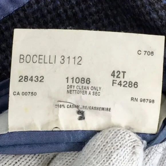 Coppley 100% Cashmere Bocelli 3112 3 Button Nailshead Check Sport Coat - 42 Long - Picture 12 of 13